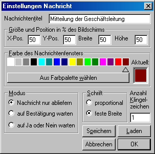 Nachrichtendialog-Fenster Personal Caller